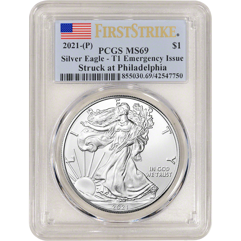 2021 (P) American Silver Eagle - PCGS MS69 First Strike Flag