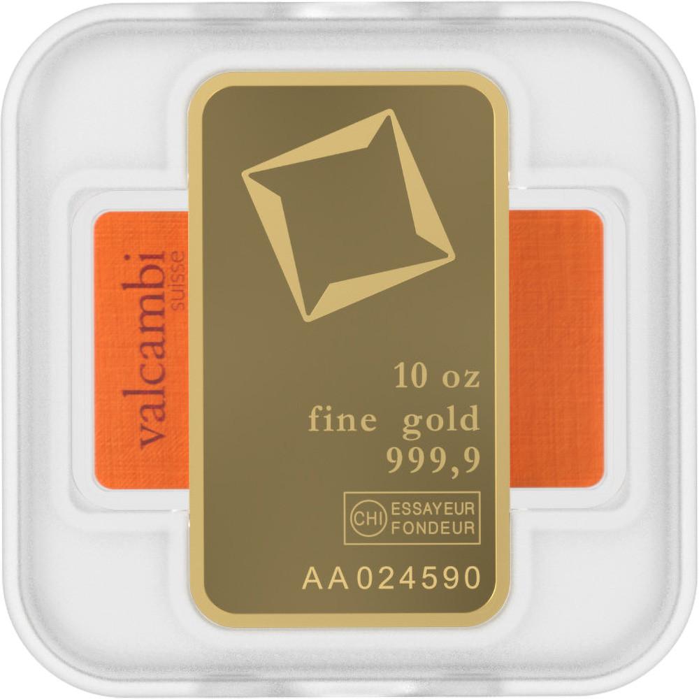 10 oz. Gold Bar - Valcambi Suisse - 999.9 Fine Sealed with Assay