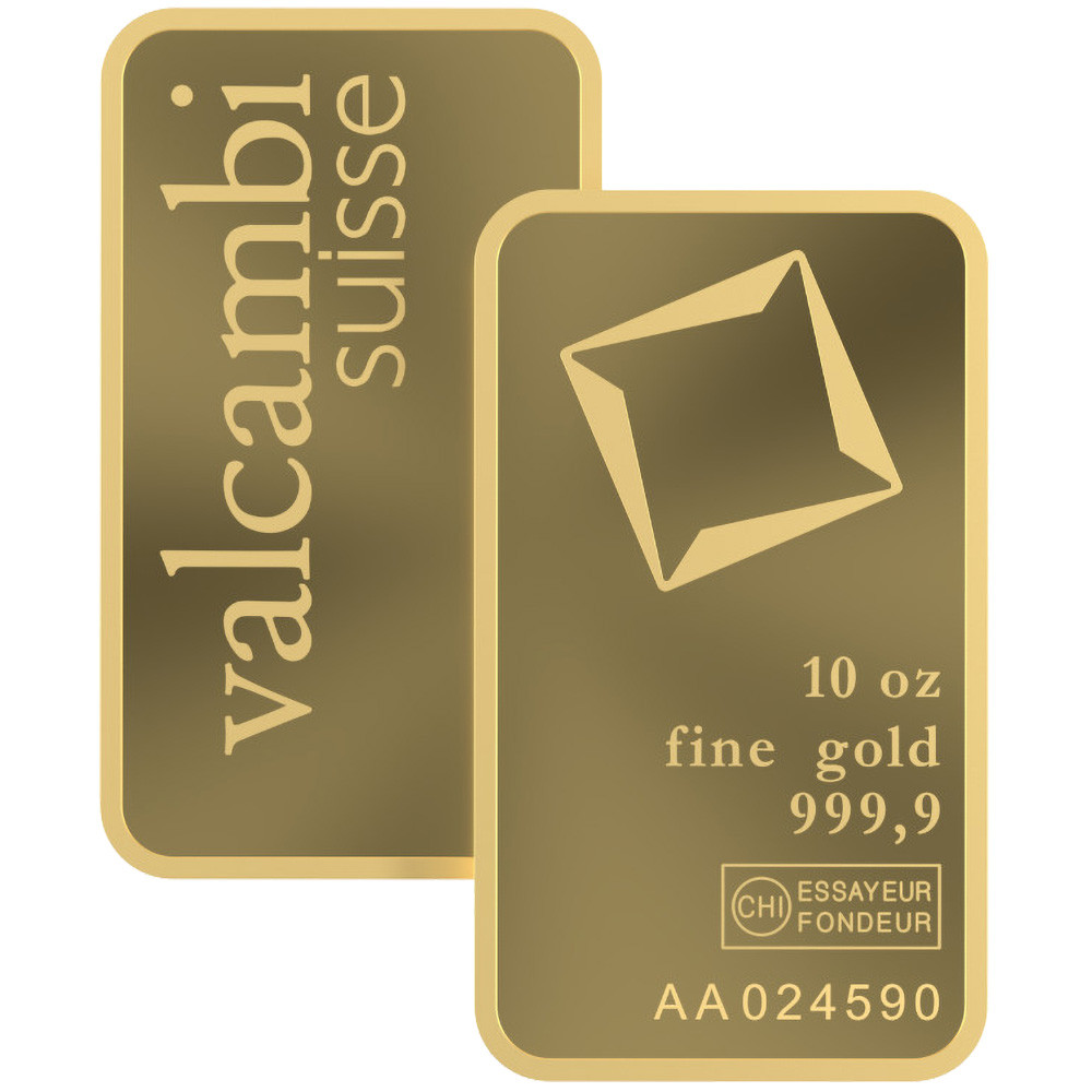 10 oz. Gold Bar - Valcambi Suisse - 999.9 Fine Sealed with Assay