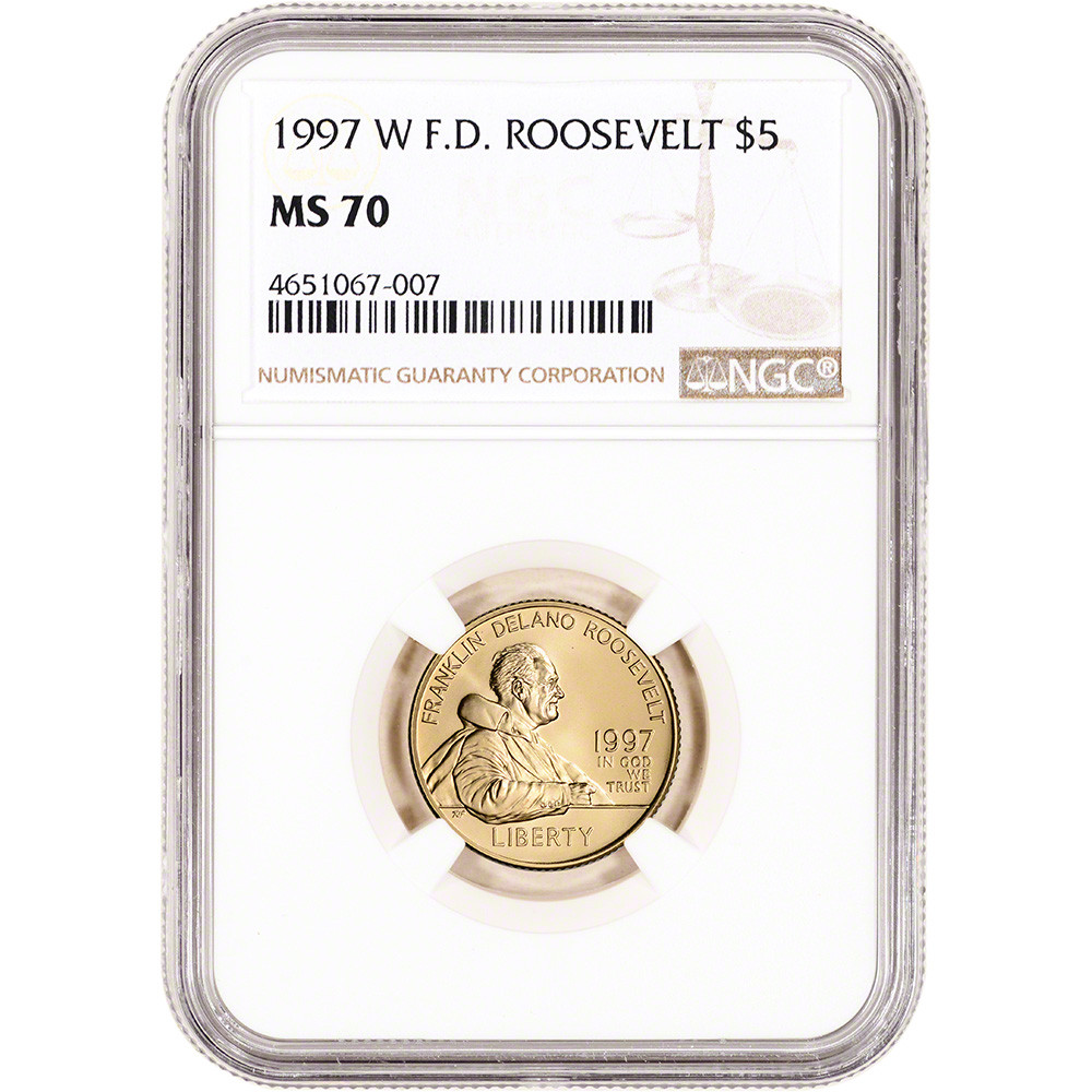 1997 W US Gold $5 Franklin Delano Roosevelt Commemorative BU - NGC