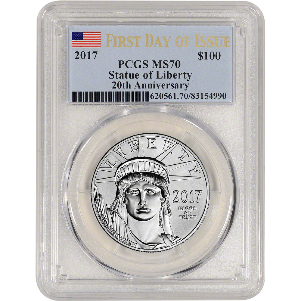 2017 American Platinum Eagle (1 oz) $100 - PCGS MS70 - First Day