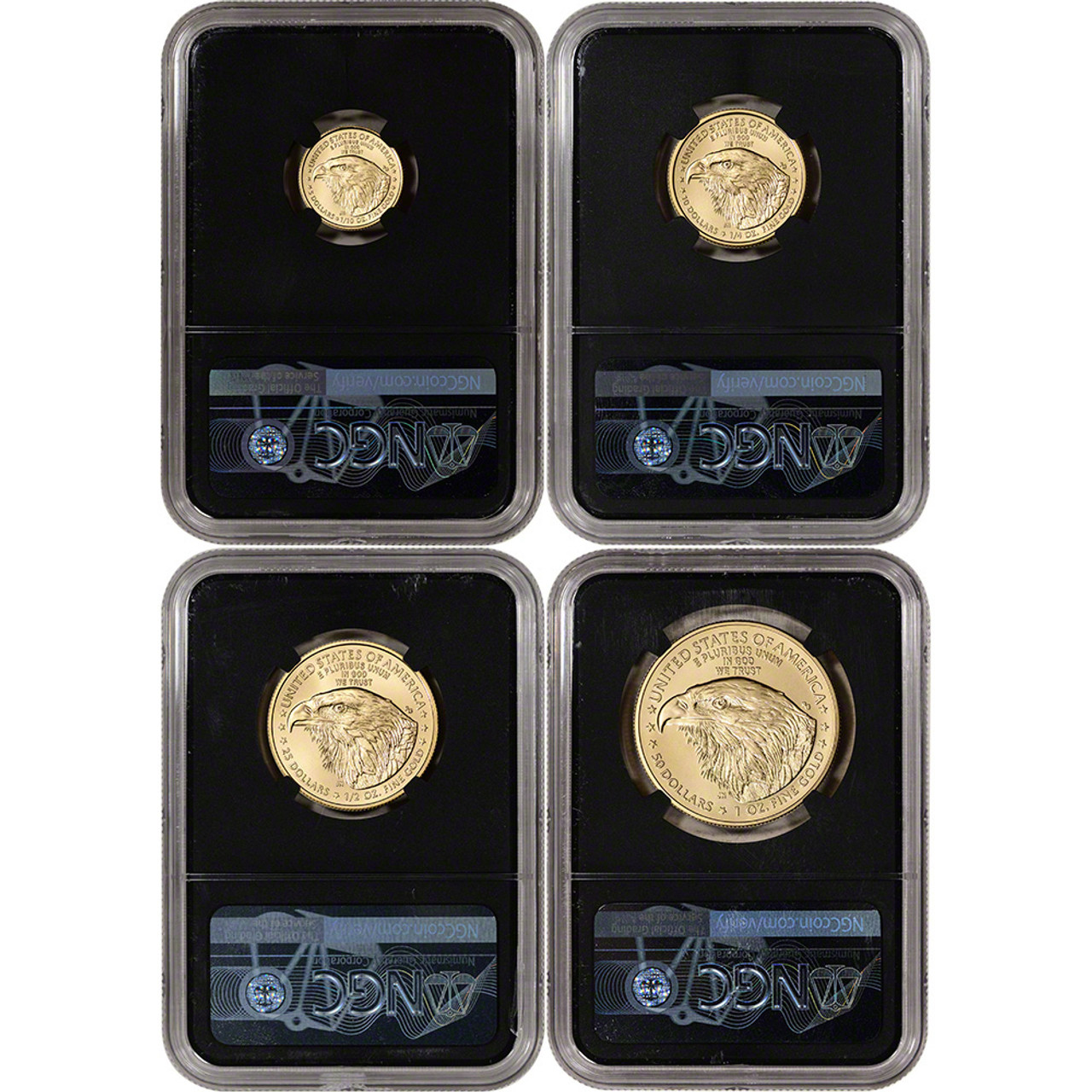 2021 American Gold Eagle Type 2 4-pc Year Set NGC MS70 First Day