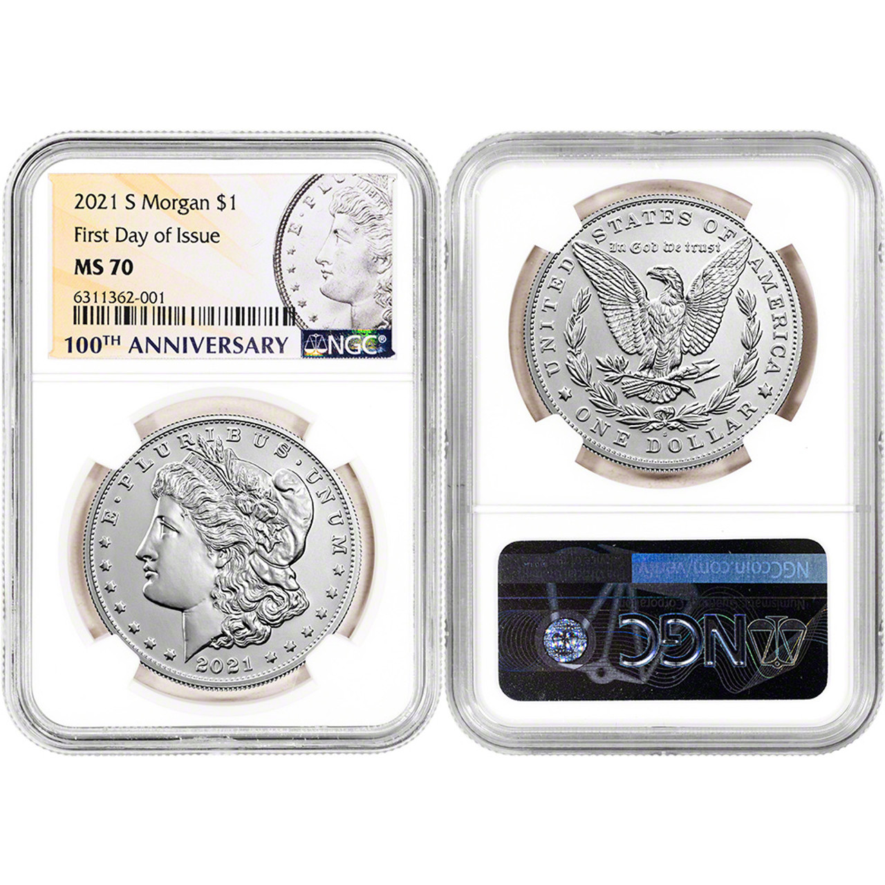 2021 US Six Coin Morgan and Peace Silver Dollar Set - NGC MS70