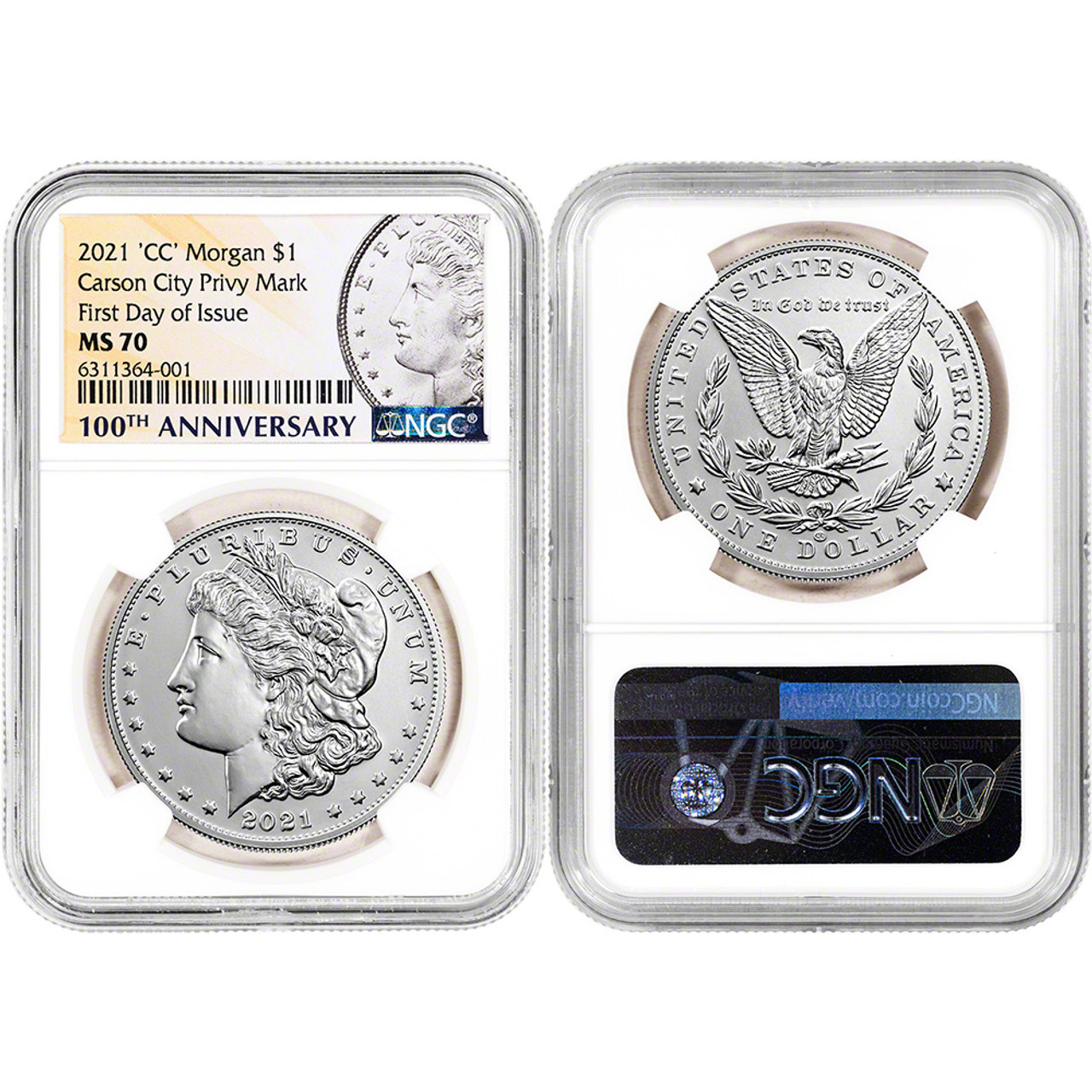 2021 US Six Coin Morgan and Peace Silver Dollar Set - NGC MS70