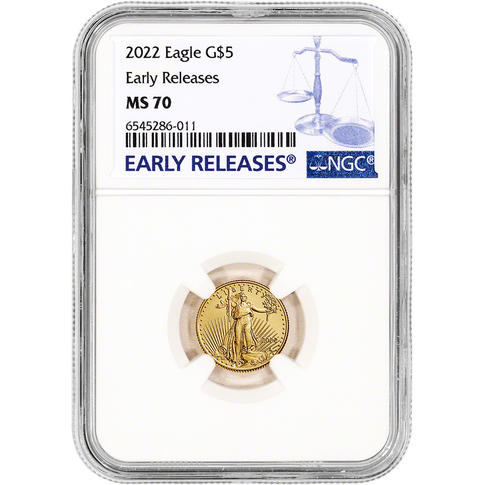 2022 アメリカイーグル スペースゴールド 2022 American Gold Eagle 1/10 oz $5 - NGC MS70 Early Releases [22