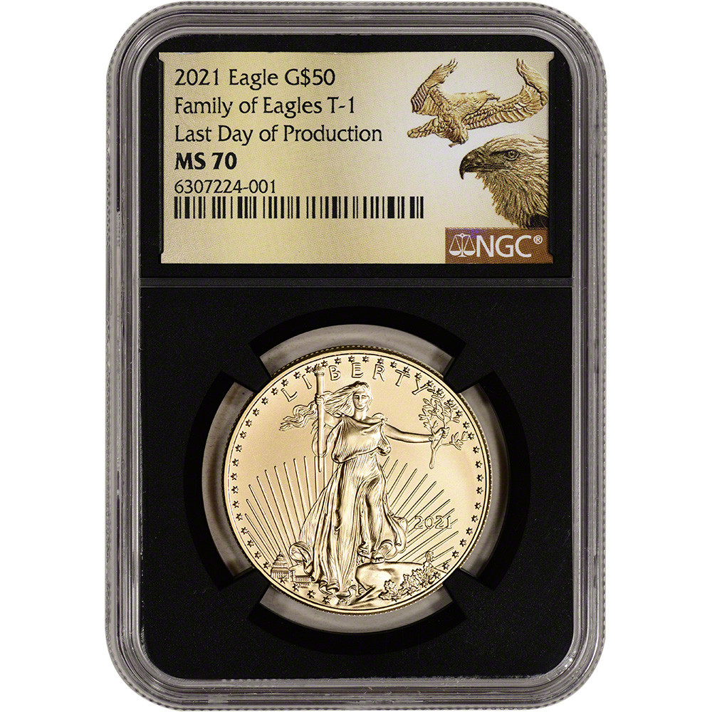 2021 American Gold Eagle 1 oz $50 Type 1 - NGC MS70 Last Day of