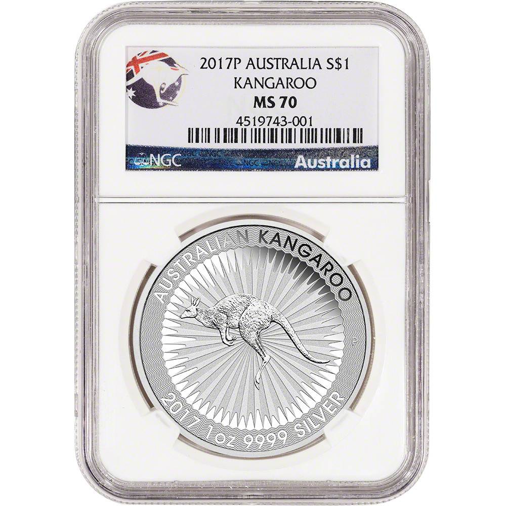 2017 Australia Silver Kangaroo (1 oz) $1 - NGC MS70 - Kangaroo