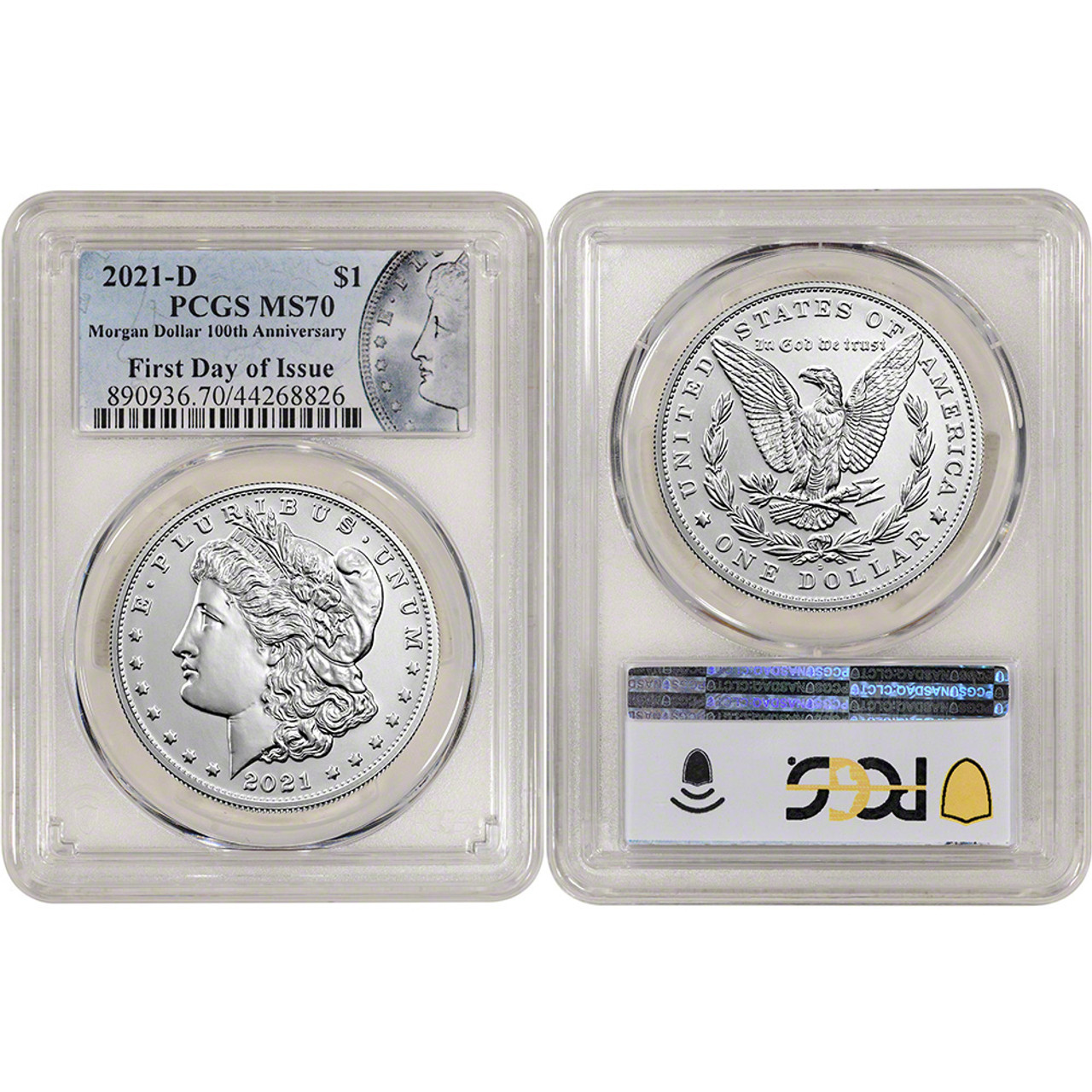 2021 US Six Coin Morgan and Peace Silver Dollar Set - PCGS MS70