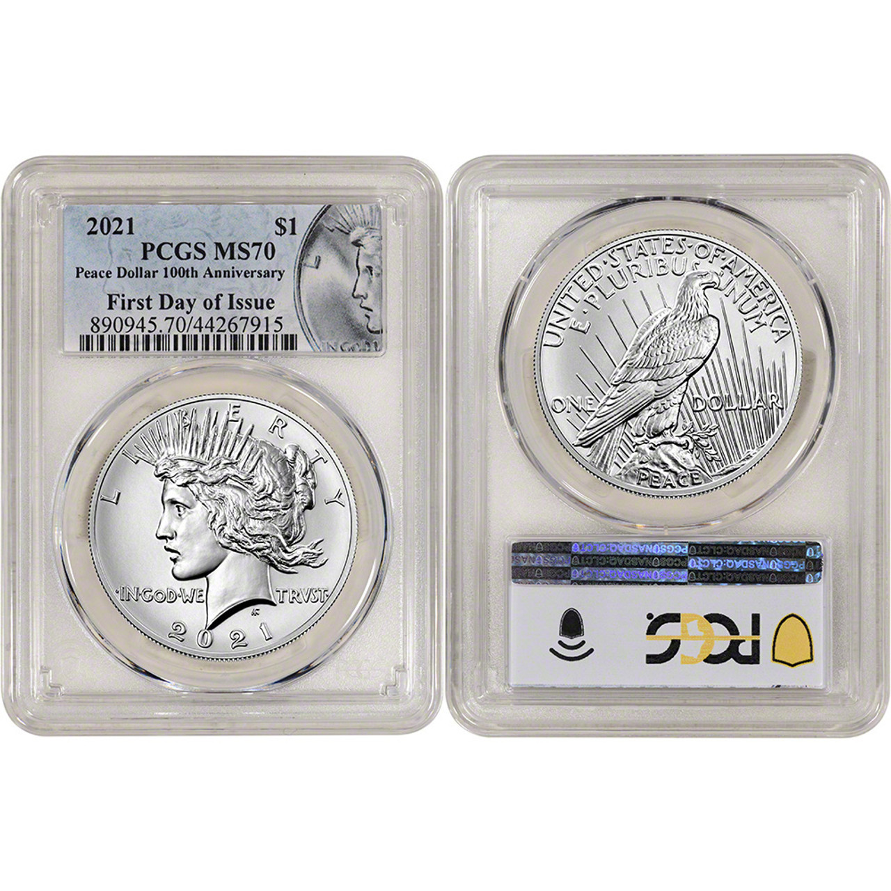 2021 US Six Coin Morgan and Peace Silver Dollar Set - PCGS MS70