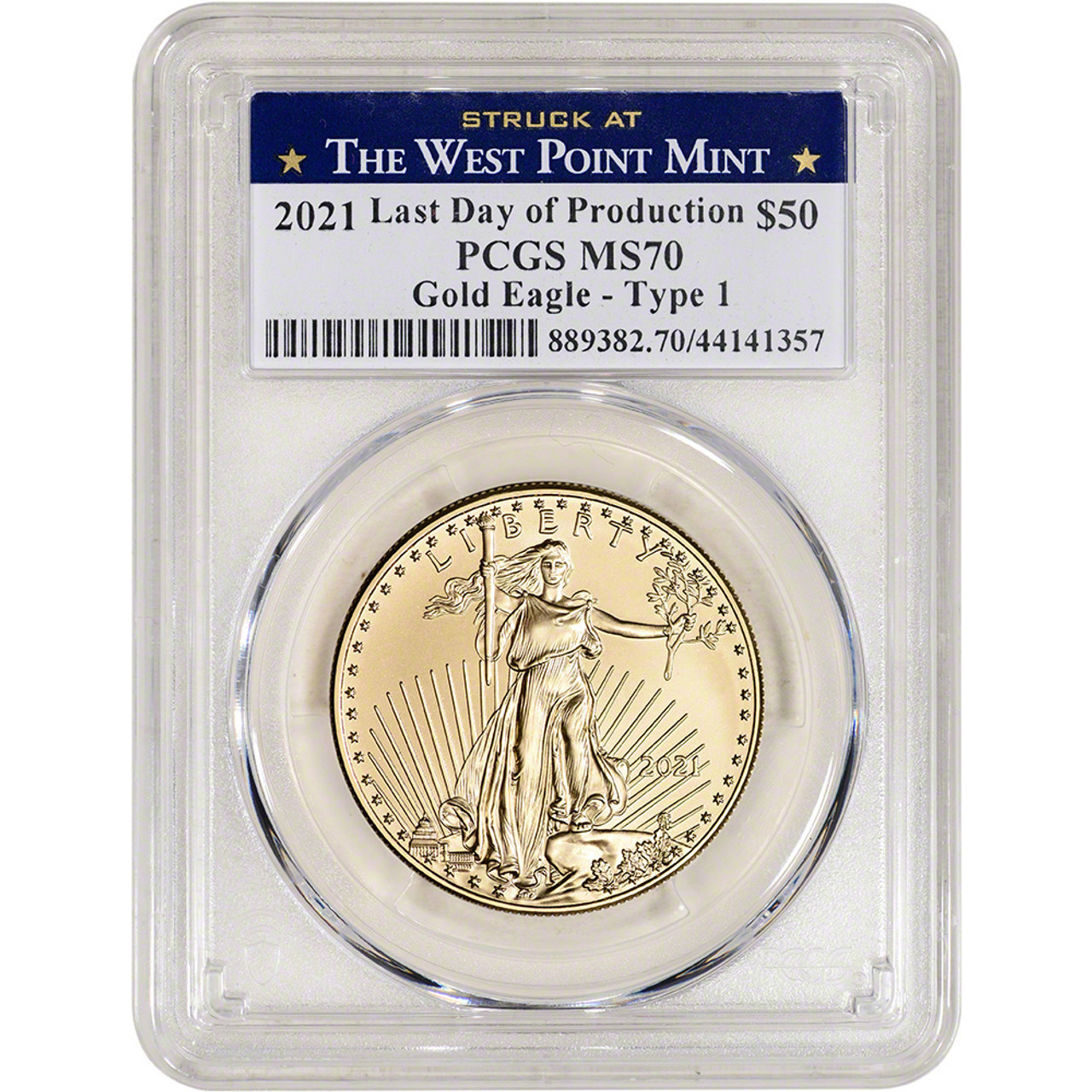 2021 American Gold Eagle 1 oz $50 Type 1 PCGS MS70 Last Day