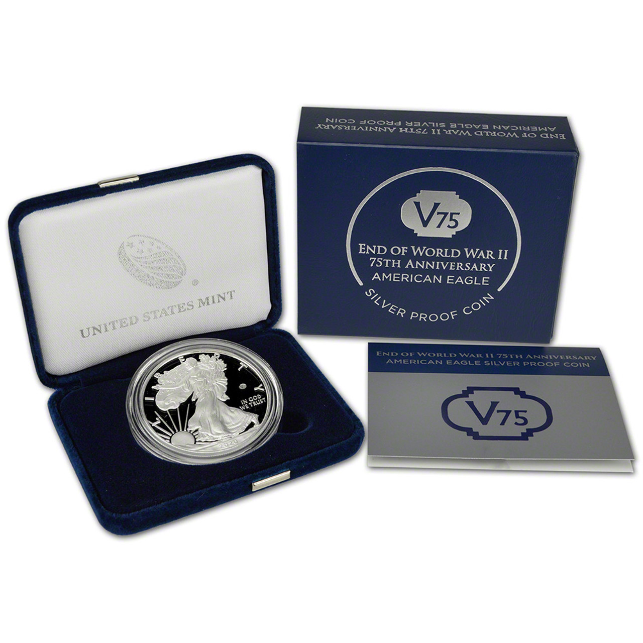 2020 W American Silver Eagle Proof V75 End of World War II (20XF