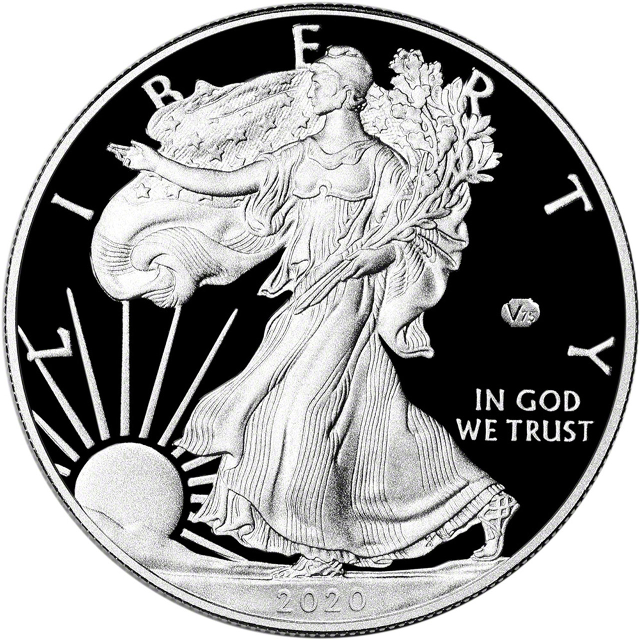 2020 W American Silver Eagle Proof V75 End of World War II (20XF