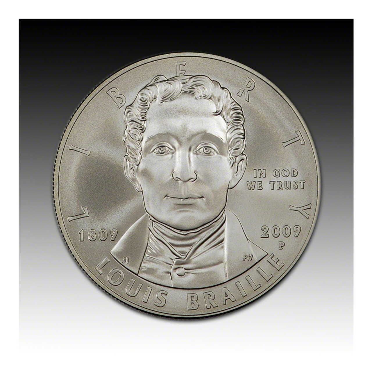 2009 P US Louis Braille Commemorative BU Silver Dollar - Coin in Capsule  [MC-S1-09-P-LBB-BU] - Liberty Coin