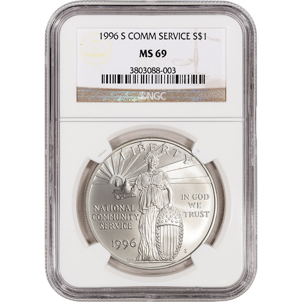 1996-S US National Community Service Commemorative BU Silver