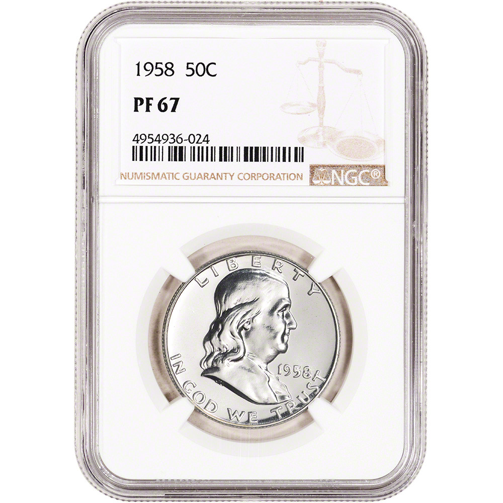 1958 US Franklin Silver Half Dollar Proof 50C - NGC PF67 [FRANKLIN