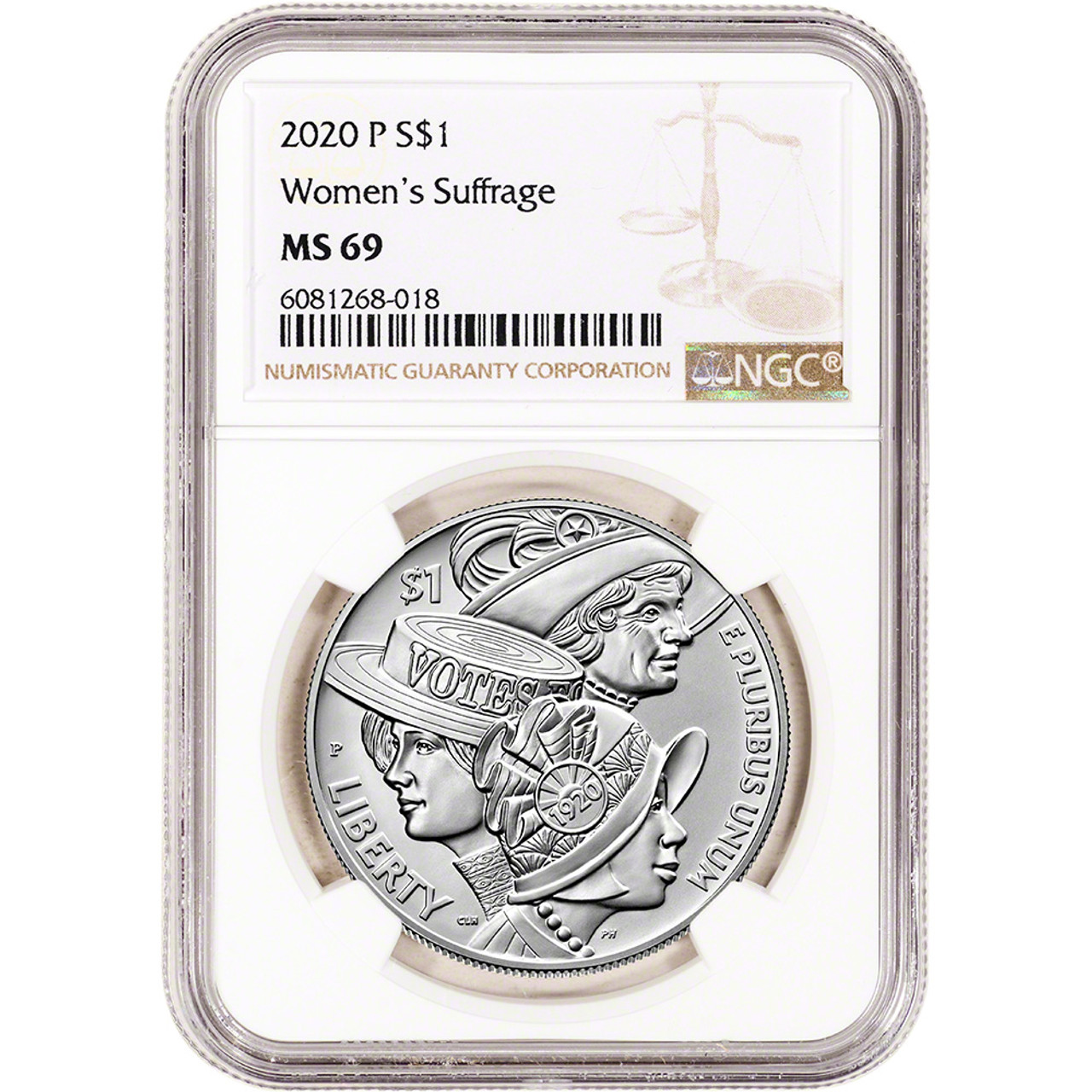 2020 P US Women's Suffrage Commemorative BU Silver Dollar