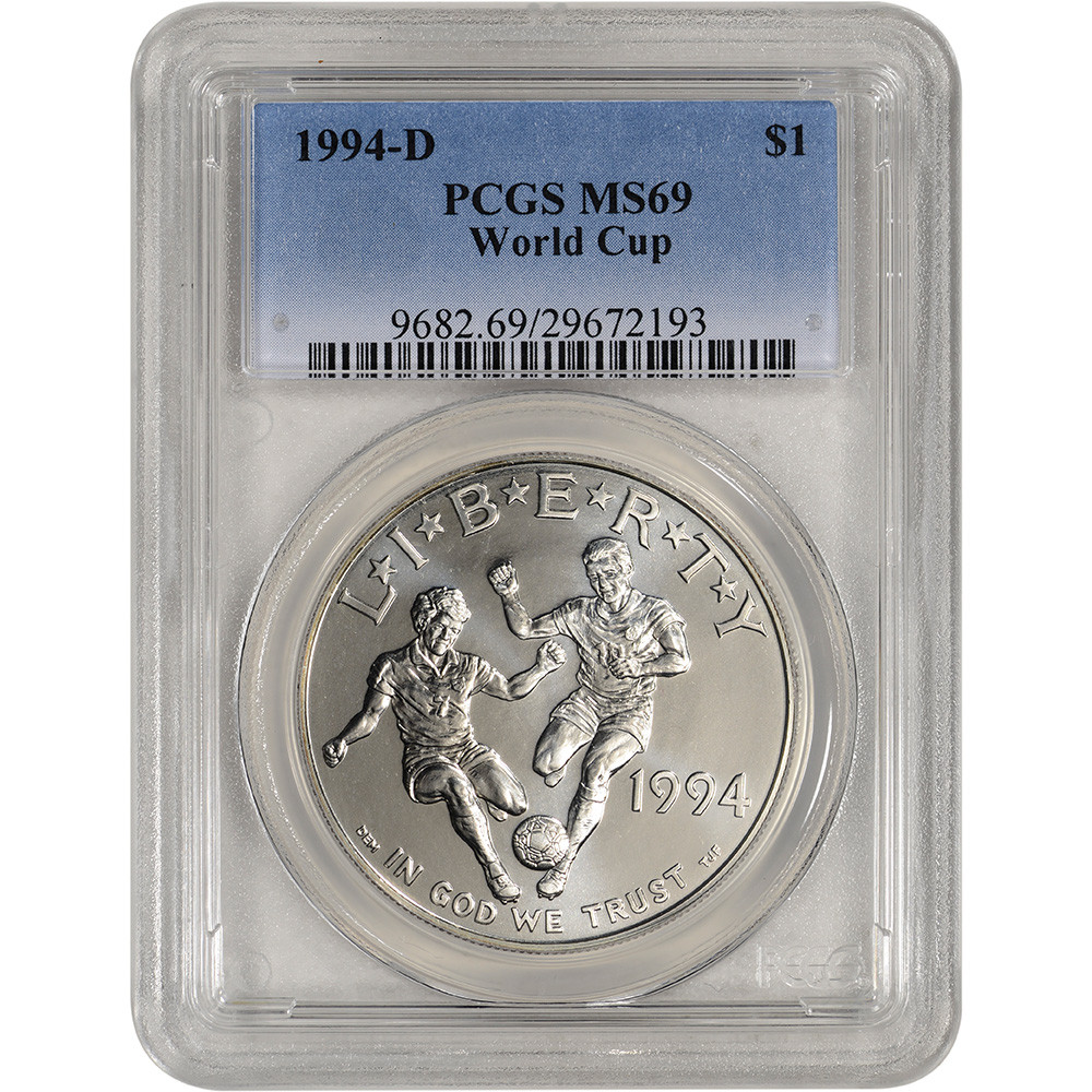 1994-D US World Cup Commemorative BU Silver Dollar - PCGS MS69 [MC
