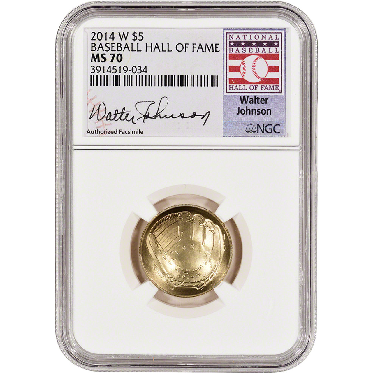 2014 W US Gold $5 Baseball Hall of Fame Commemorative BU NGC