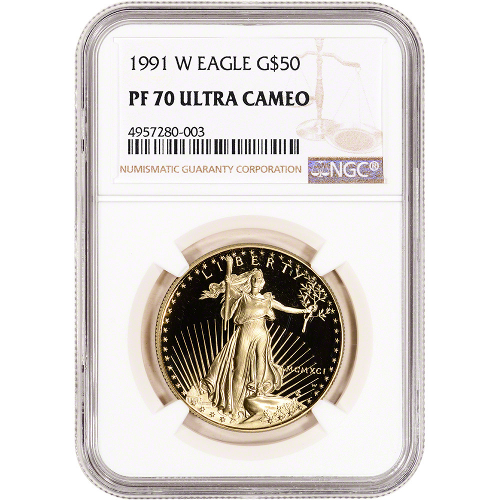 1991-W American Gold Eagle Proof 1 oz $50 - NGC PF70 UCAM [91-W