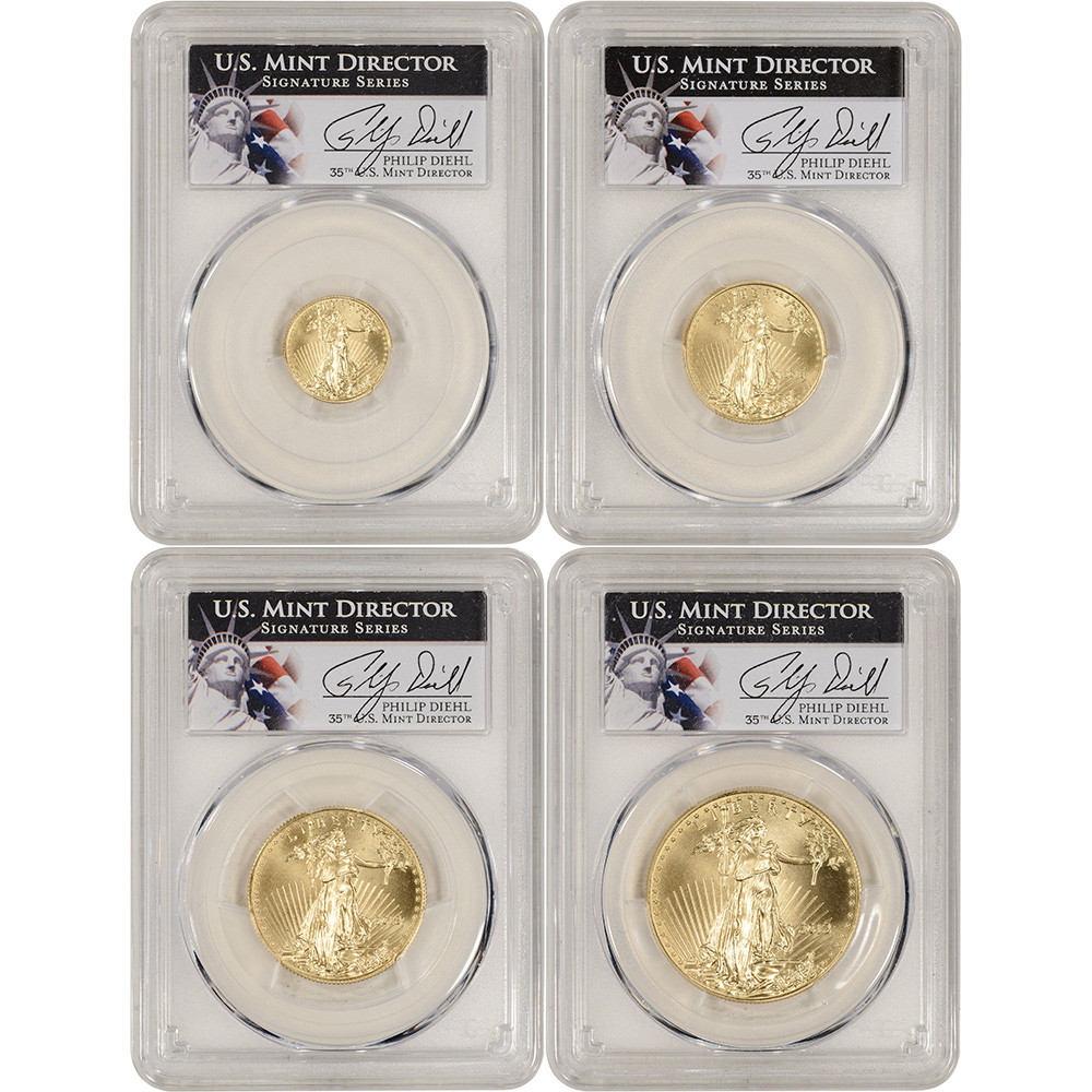 2013 American Gold Eagle 4-pc Year Set - PCGS MS70 Philip Diehl