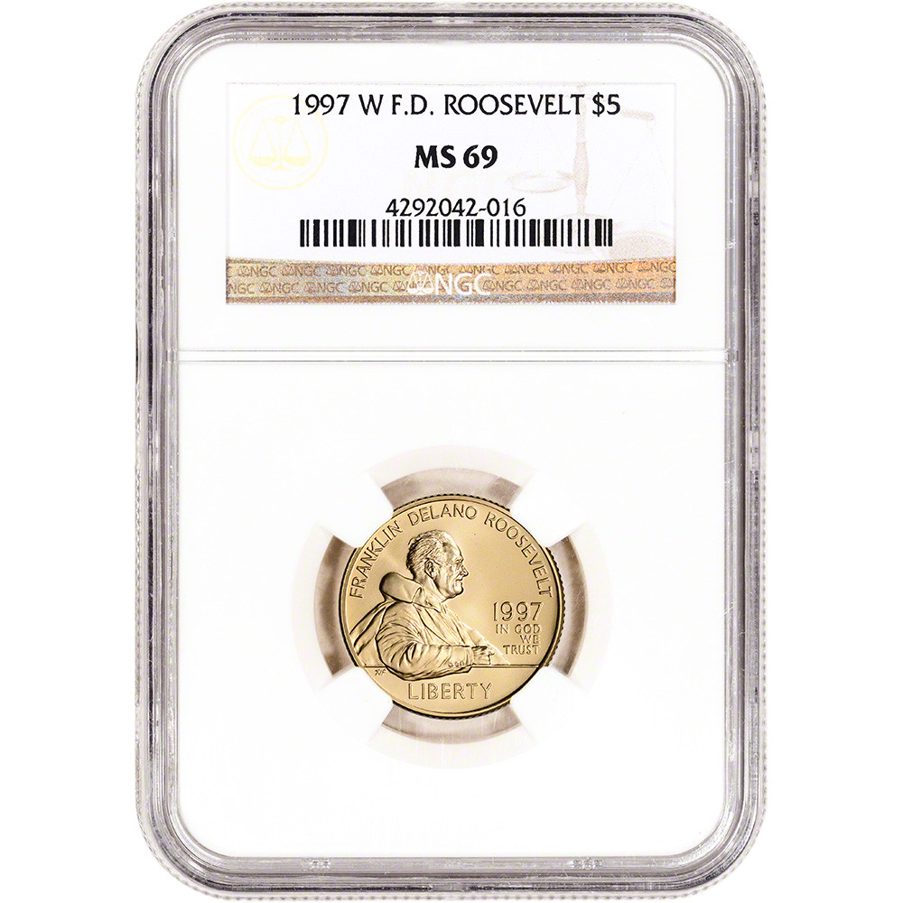 1997 W US Gold $5 Franklin Delano Roosevelt Commemorative BU - NGC