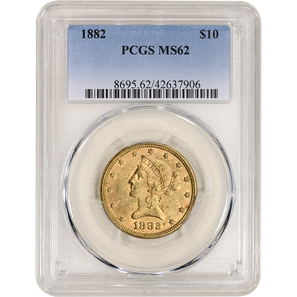 1882 US Gold $10 Liberty Head Eagle - PCGS MS62 [82-USG-LIB-10-P