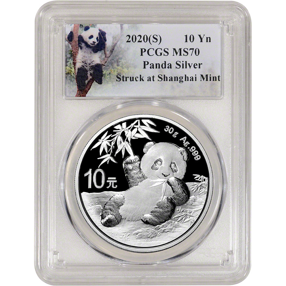 2020 (S) China Silver Panda 30 g 10 Yuan - PCGS MS70 Shanghai Mint