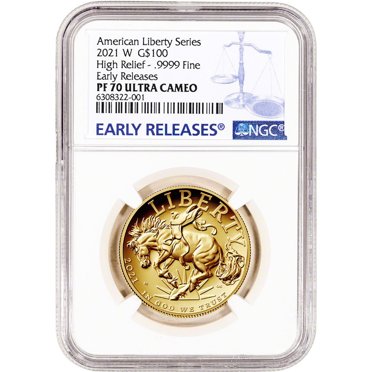 2021 W American Liberty Gold High Relief Proof 1 oz $100 NGC PF70