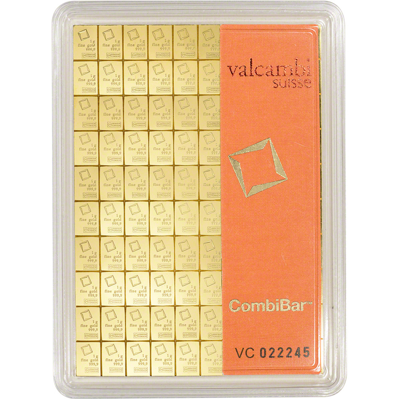 Valcambi Suisse 100x1 Gram Gold CombiBar (3.215 oz) with Assay