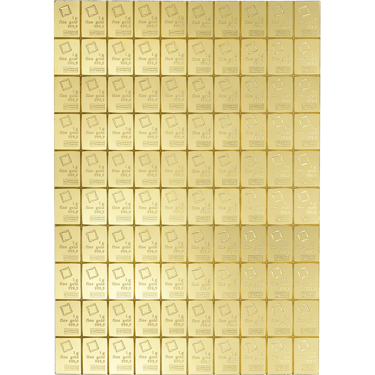 Valcambi Suisse 100x1 Gram Gold CombiBar (3.215 oz) with Assay