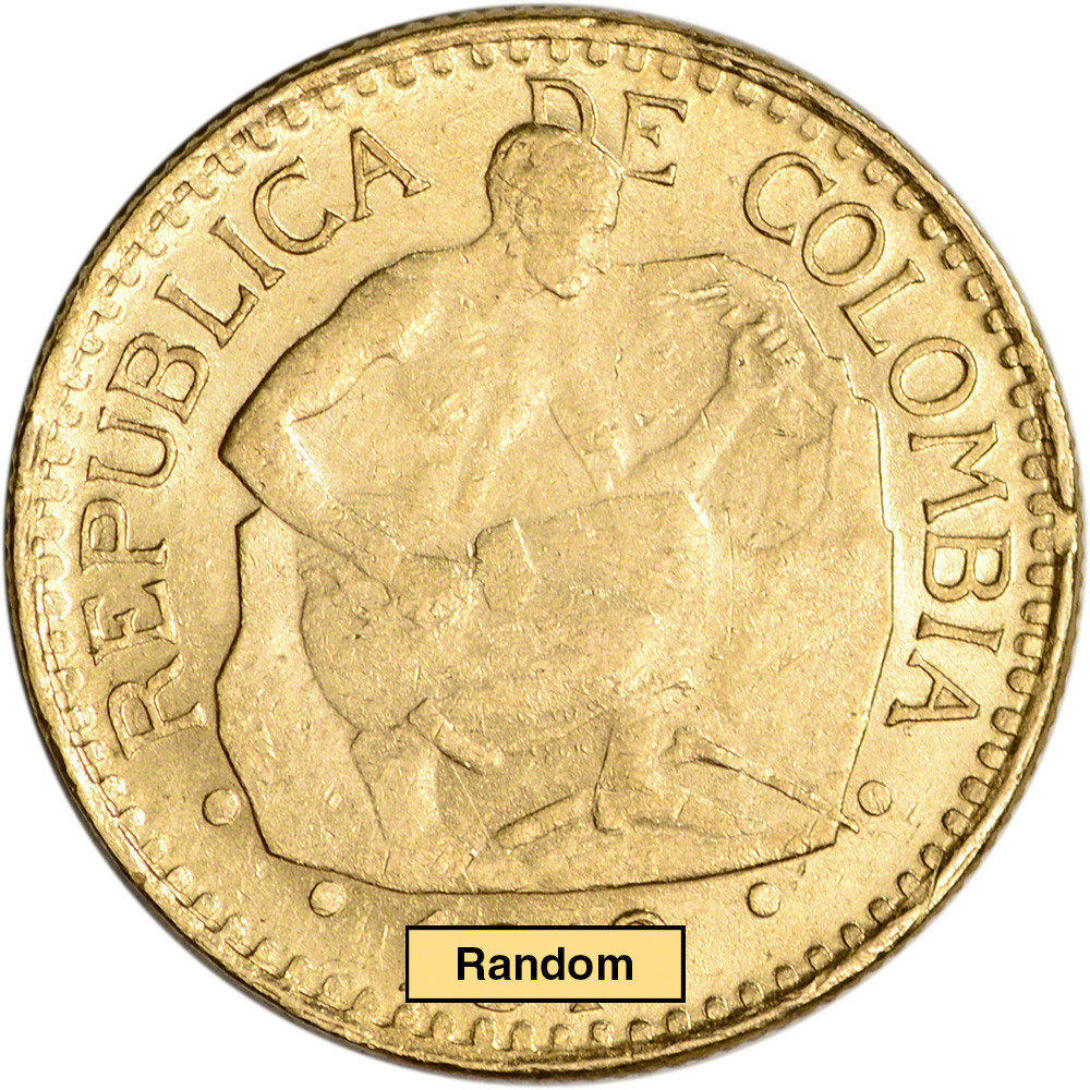 Colombia Gold 5 Pesos .2355 oz - AU/BU - 1913 - 1919 - Stonecutter