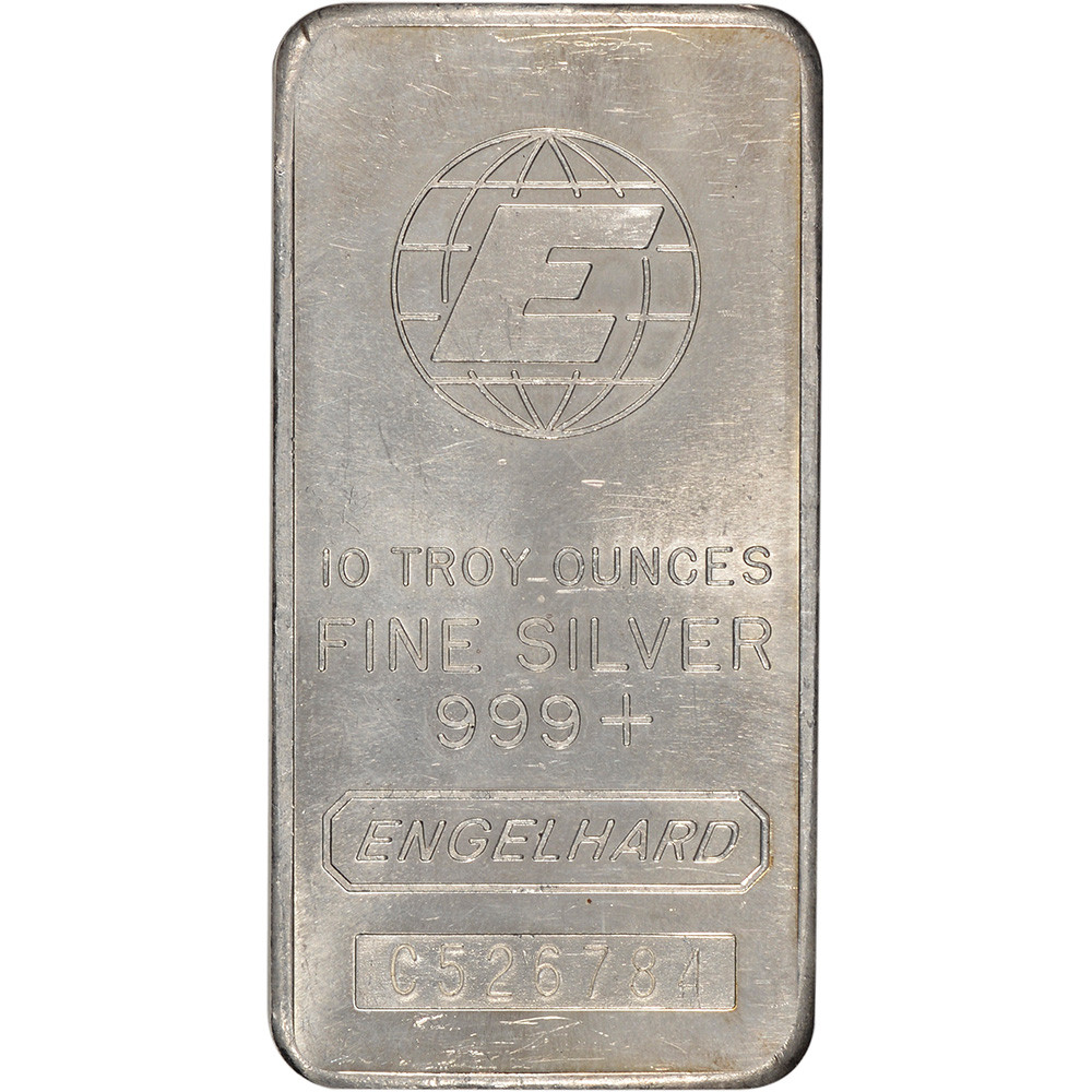 10 oz. Silver Bar - Engelhard .999 Fine - Tall 