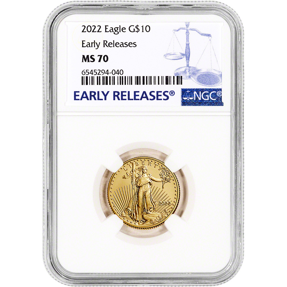 2022 アメリカイーグル スペースゴールド 2022 American Gold Eagle 1/4 oz $10 - NGC MS70 Early Releases [22