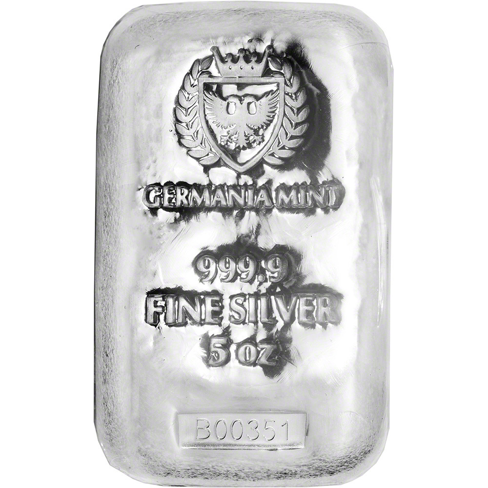 5 oz Germania Mint Silver Bar 999 Fine [SILVER-Bar-5oz-GM-Cast