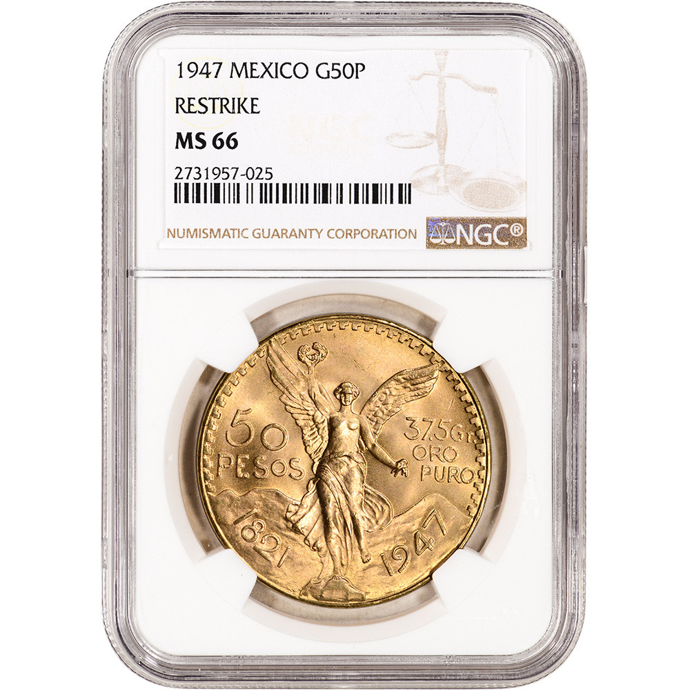 1947 Mexico Gold 50 Pesos Restrike - NGC MS66 KM# 481 [WG-02609