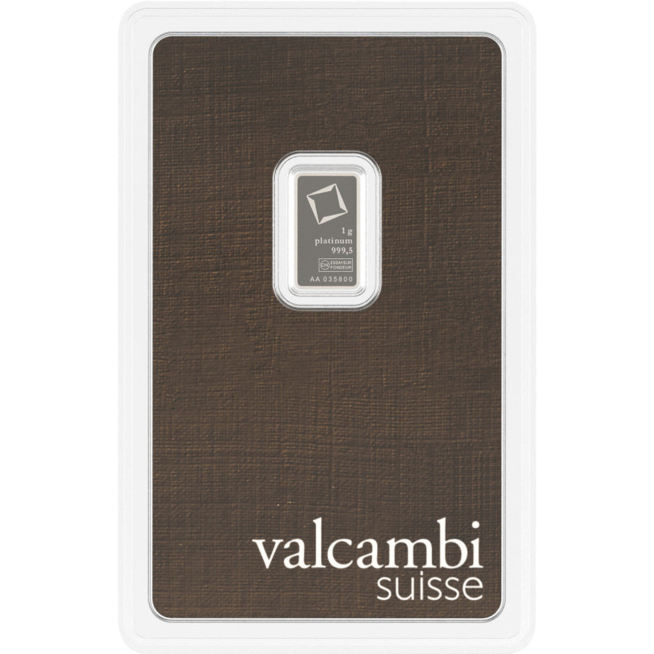 1 gram Platinum Bar - Valcambi Suisse - 999.5 Fine in Sealed