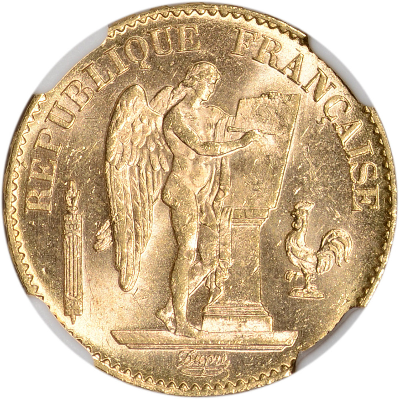 1896 A France Gold 20 Francs - NGC MS64 Fasces Privy [WG-02659