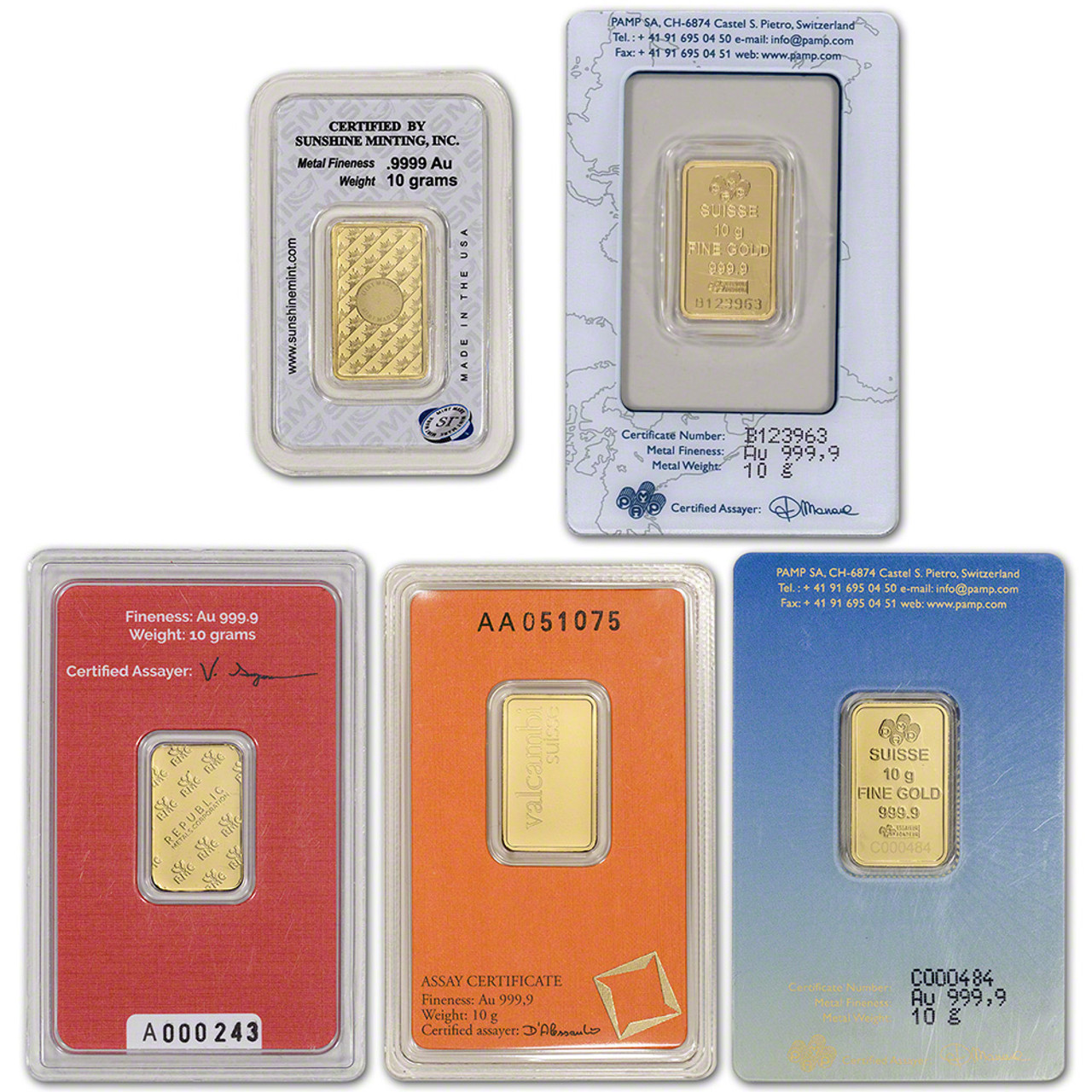 10 gram Gold Bar - Random Brand - Secondary Market - 999.9 Fine in