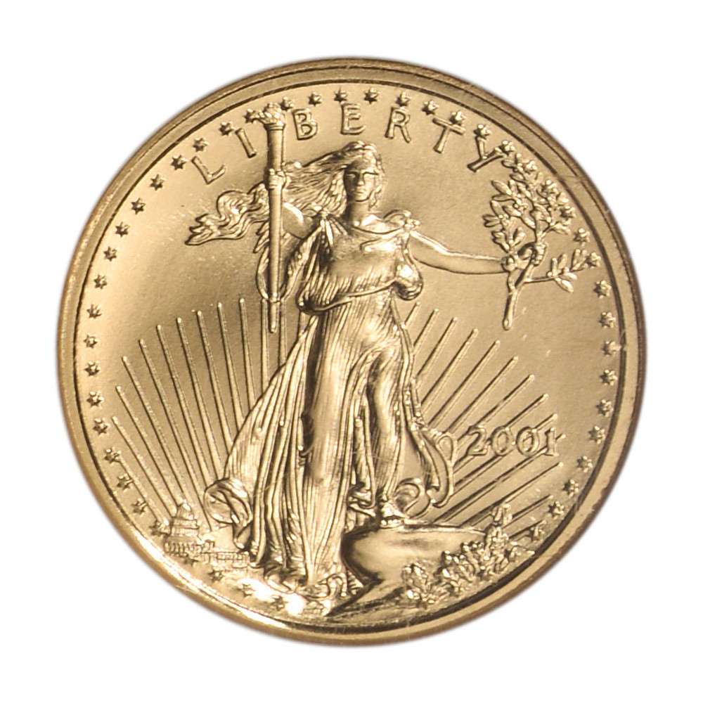 銀貨 米国 アメリカンイーグル 2001年　ゴールドカメオ 2001 American Gold Eagle (1/10 oz) $5 - NGC MS69 [01-AGE-5-N-MS69