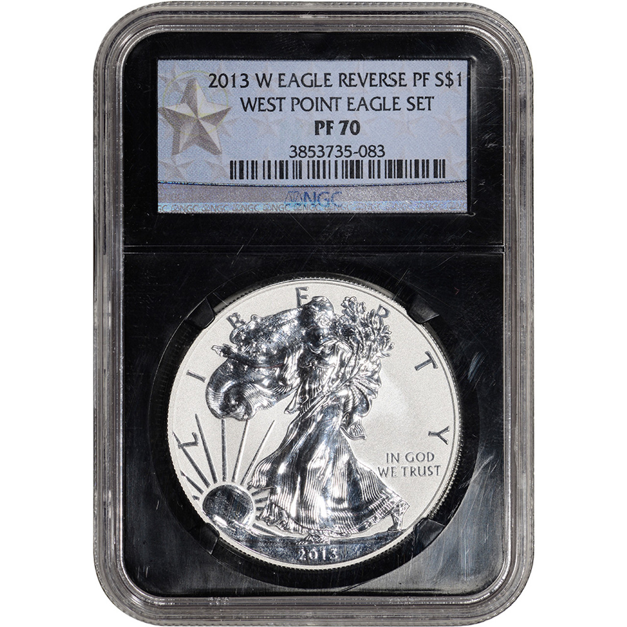 2013 W American Silver Eagle Reverse Proof NGC PF70 West