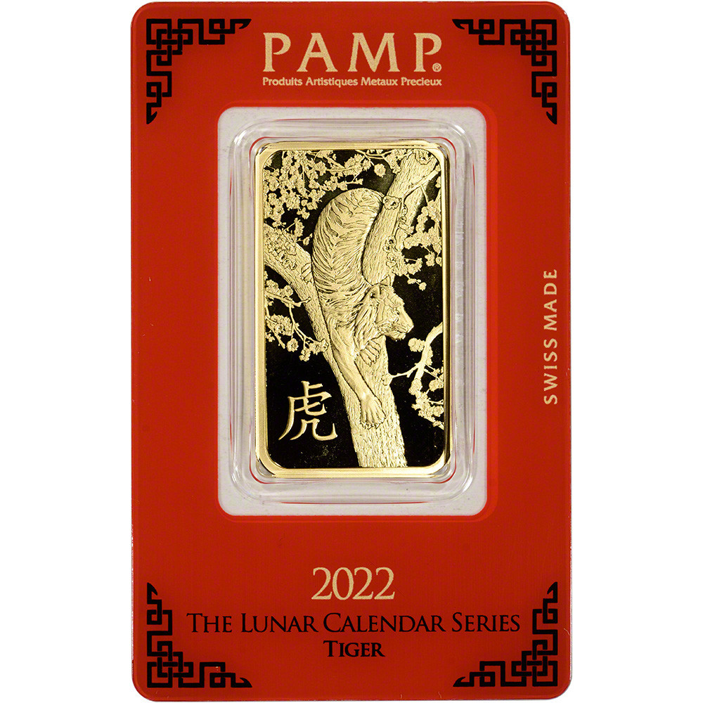 1 oz Gold Bar - PAMP Suisse - Lunar Year of the Tiger - 999.9 Fine