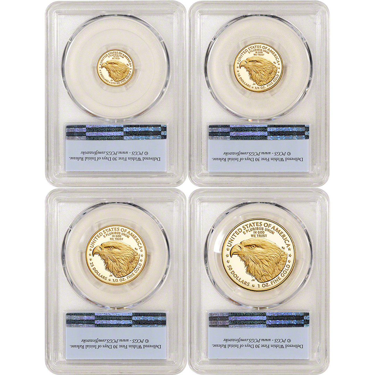 2022 W American Gold Eagle Proof 4 pc Year Set PCGS PR70 DCAM