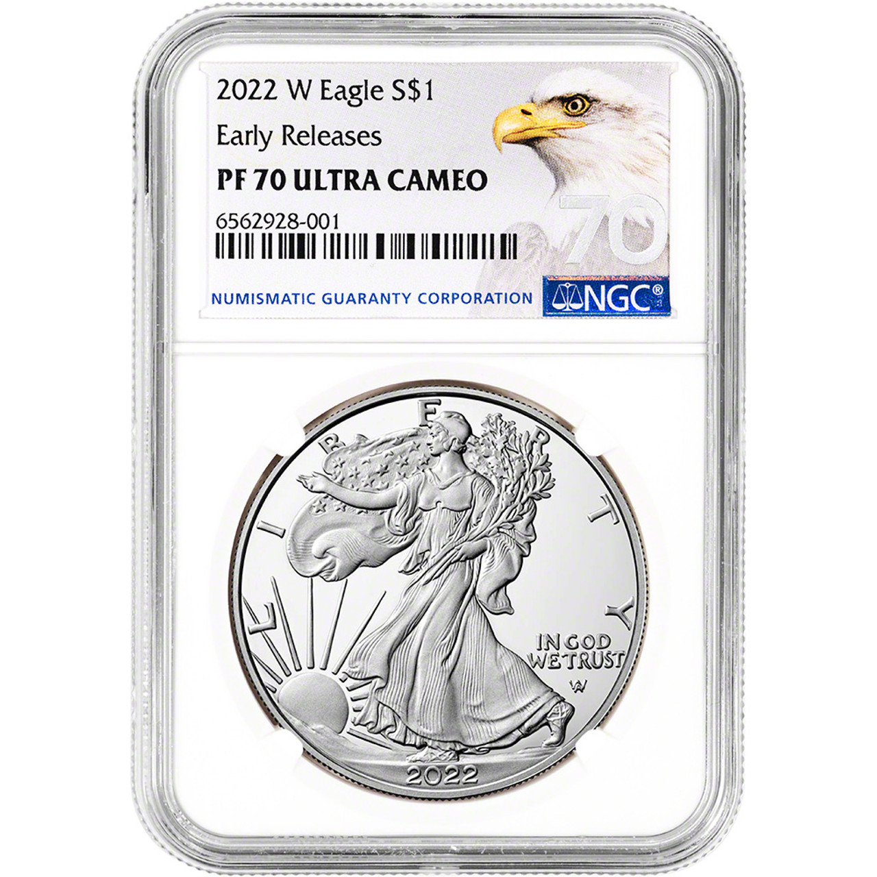 2022 W American Silver Eagle Proof NGC PF70 Early Releases Bald