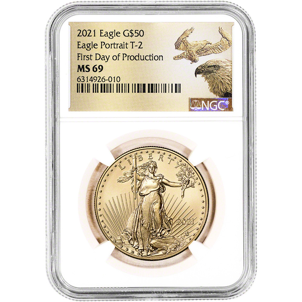 2021 American Gold Eagle Type 2 1 oz $50 - NGC MS69 First Day