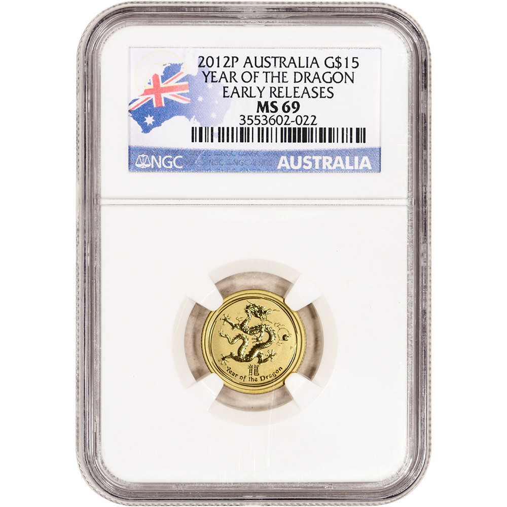2012 P Australia Gold Lunar Series II Year of the Dragon 1/10 oz