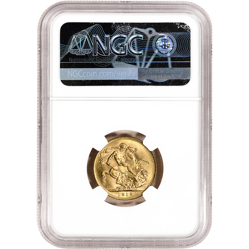 1918 I India British Gold Sovereign - NGC MS63 [WG-02668