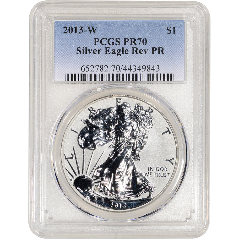 2013 W American Silver Eagle Reverse Proof - PCGS PR70 [13-W-ASE