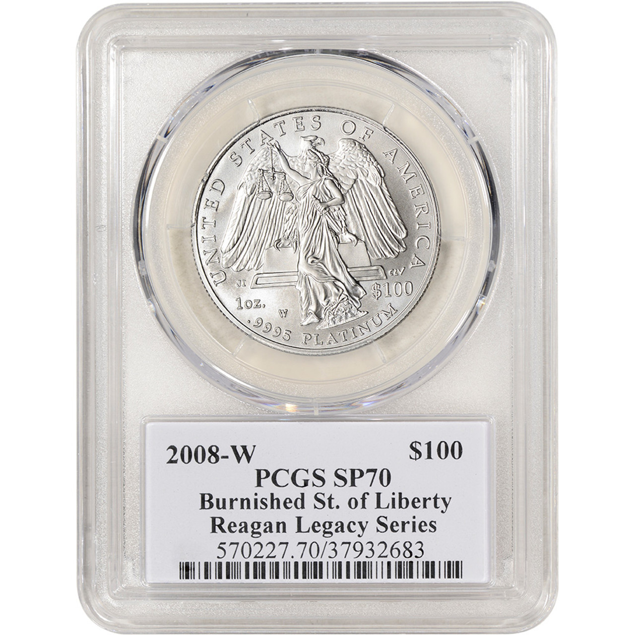 2008 W American Platinum Eagle Burnished 1 oz $100 PCGS SP70