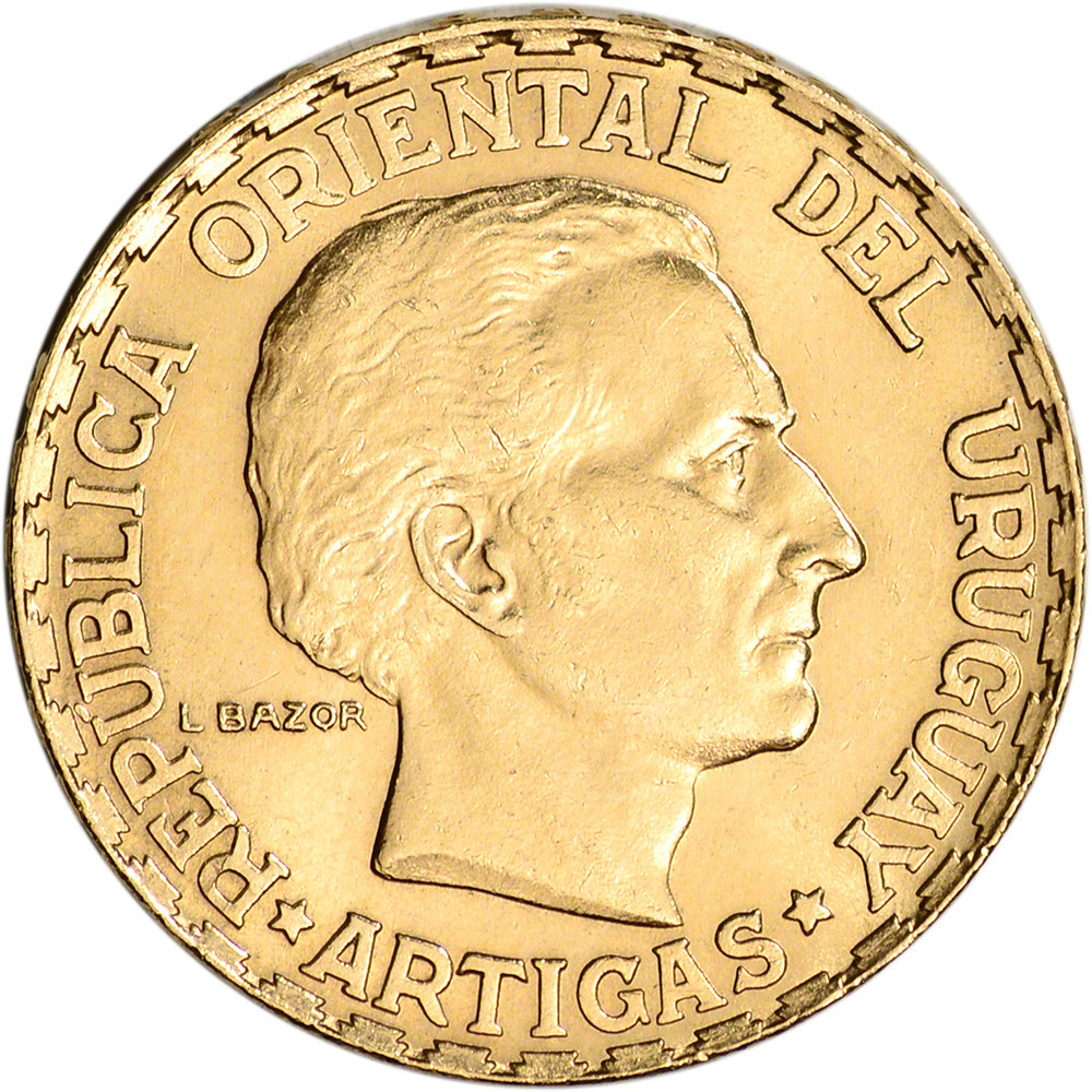 1930 Uruguay Gold 5 Pesos (.2501 oz) - BU [30-UY-G5PESO-BU