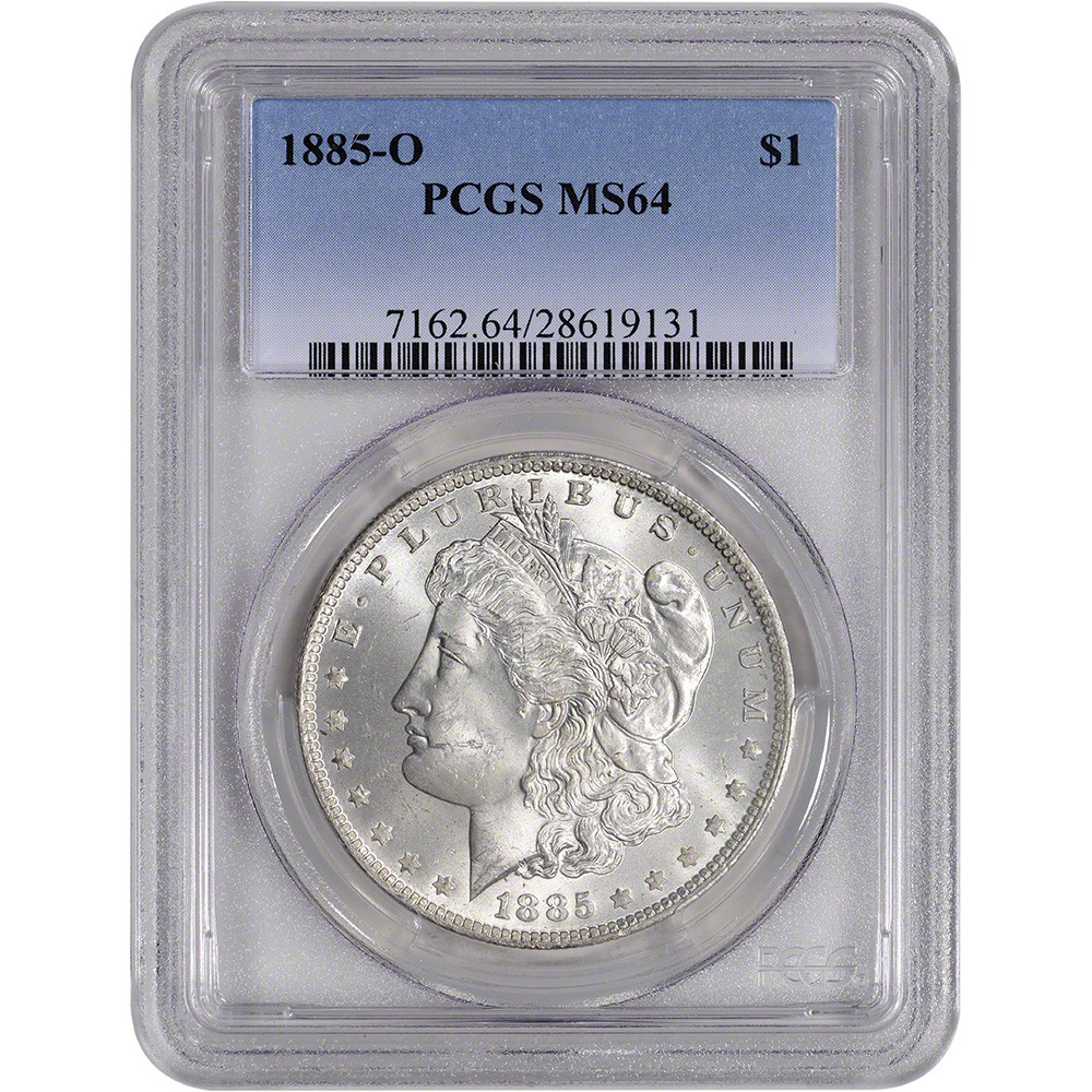 1885 O US Morgan Silver Dollar $1 - PCGS MS64 [MORGAN-85-O-P-MS64